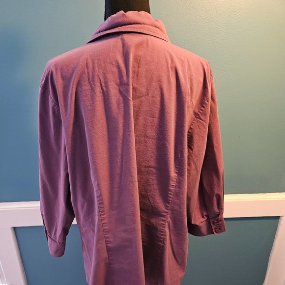 Worthington Plumb Button-Up, 3/4 Sleeve, Size 3X - Picture 2 of 4